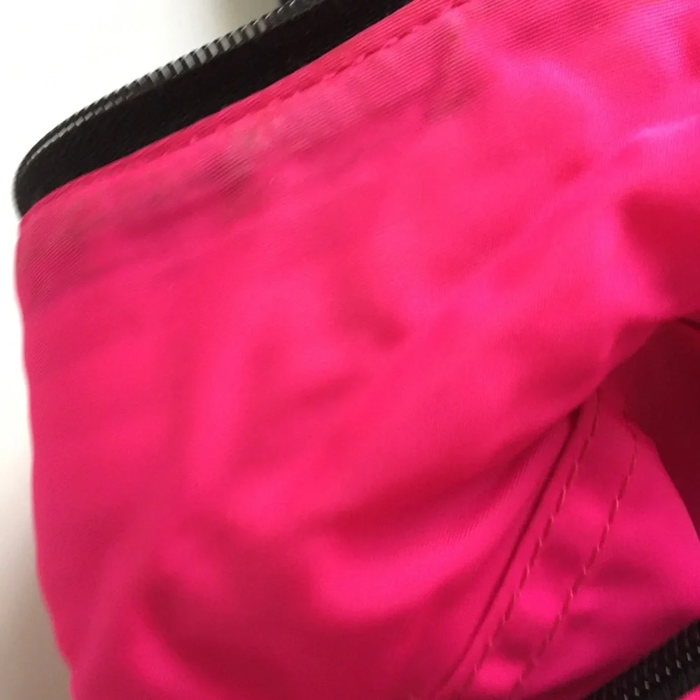 Dooney & Bourke Hobo Handbag Purse Erica Nylon Shoulder Black Pink Zip Medium